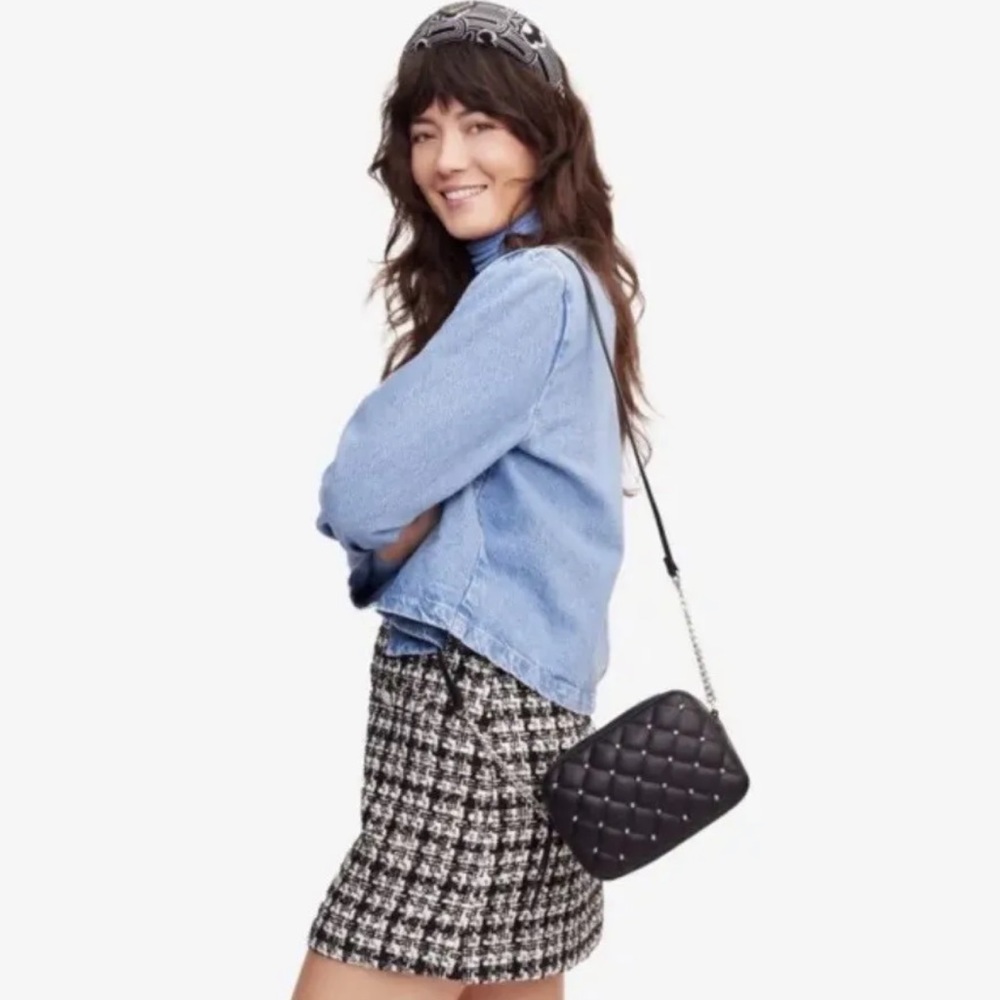 Rebecca Minkoff Top Zip Studded Vegan Black Crossbody New in Package HP - Picture 2 of 13